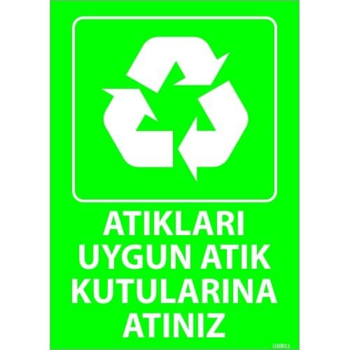 Atıkları Uygun Atık Kutularına Atınız Levhası 25x35 cm