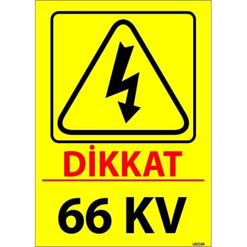 Dikkat 66 KV Levhası 25x35 cm