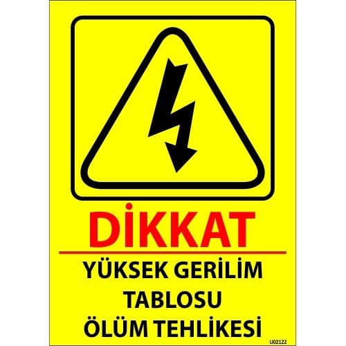 Dikkat Yüksek Gerilim Tablosu Ölüm Tehlikesi Levhası 25x35 cm