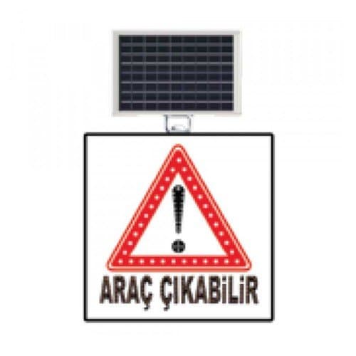 Güneş Enerjili (Solar) Ledli Dikkat Araç Çıkabilir Levhası 60x60 cm