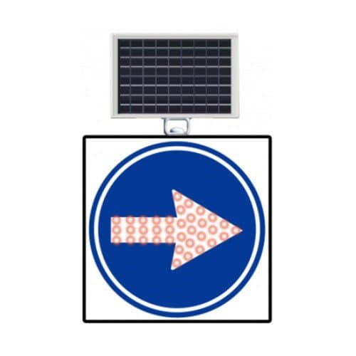 Güneş Enerjili (Solar) Ledli Sağdan Gidiniz Levhası 60x60 cm