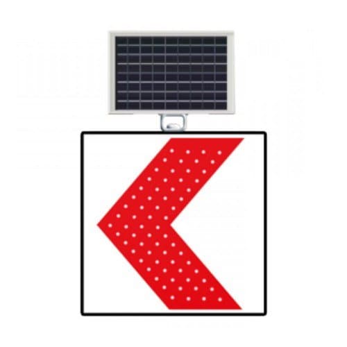 Güneş Enerjili (Solar) Ledli Sola Tehlikeli Viraj Levhası 60x60 cm
