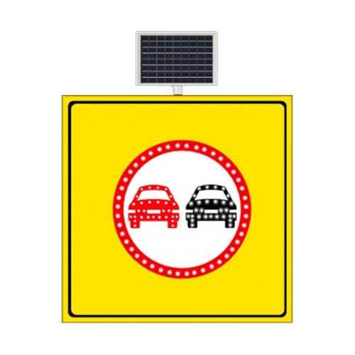 Güneş Enerjili (Solar) Ledli Sollama Yasak Sarı Zemin Levhası 100x100 cm