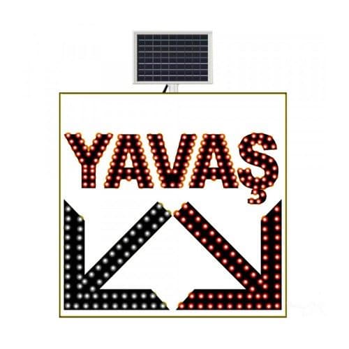 Güneş Enerjili (Solar) Ledli Yavaş Çift Yönlü Ok Levhası 60x60 cm