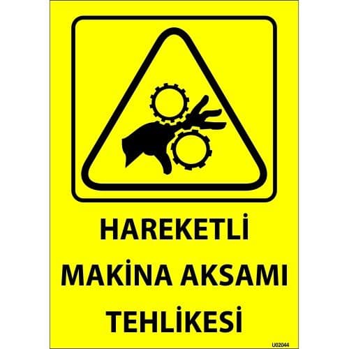 Hareketli Makina Aksamı Tehlikesi Levhası 25x35 cm