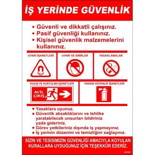 İş Yerinde Güvenlik Levhası 25x35 cm