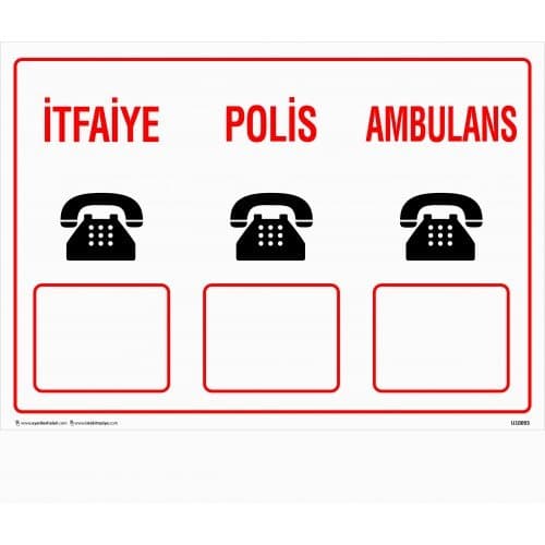 İtfaiye Polis Ambulans Levhası 25x35 cm