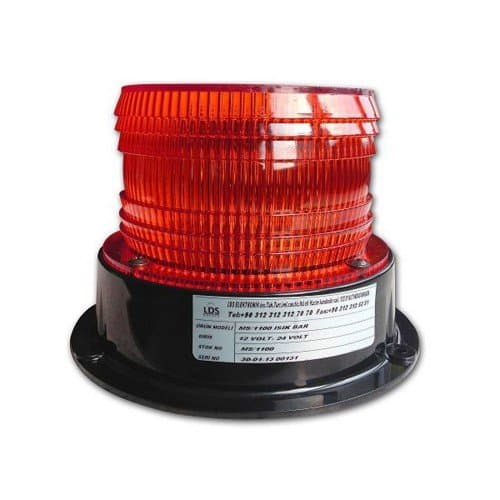 Silindirik İkaz Lambası Orta Boy 12 Adet Power Ledli  (Kırmızı)