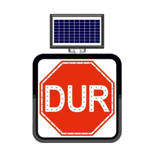 Solar Flaşörlü Ledli Trafik Levhasi (60X60Cm) Dur