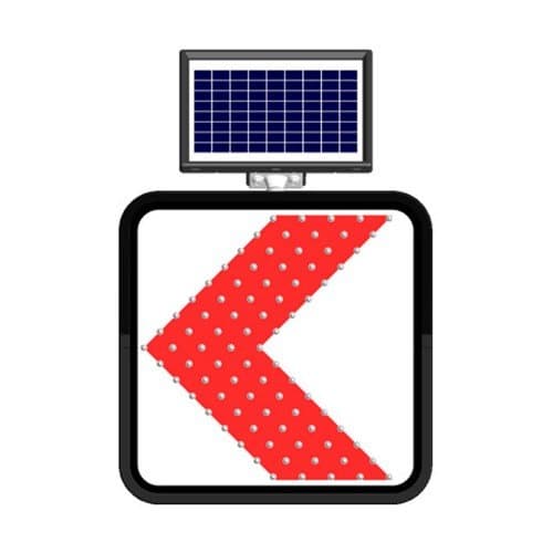 Solar Flaşörlü Ledli Trafik Levhasi (60X60Cm) Sola Viraj