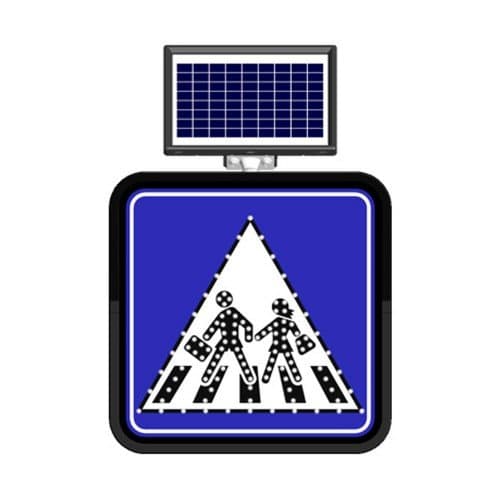 Solar Flaşörlü Ledli Trafik Levhasi (60X60Cm) Yaya Geçidi