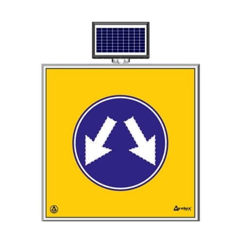 Solar Ledli Yol Bakim Levhasi (100X100Cm) Çift Yön