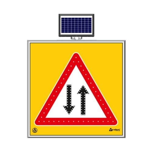 Solar Ledli Yol Bakim Levhasi (100X100Cm) Çift Yön