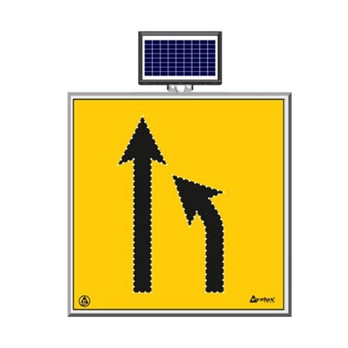 Solar Ledli Yol Bakim Levhasi(100X100Cm) Sağdan Daralan Yol