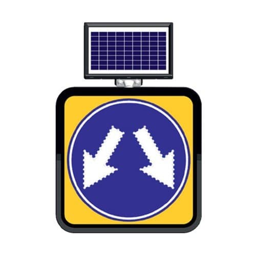 Solar Ledli Yol Bakim Levhasi(60X60Cm) Çift Yönlü Yol