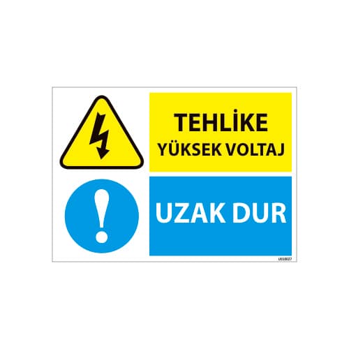 Tehlike Yüksek Voltaj Uzak Dur Uyarı Levhası 25x35 cm