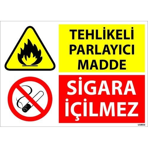 Tehlikeli Patlayıcı Madde Sigara İçilmez Levhası 25x35 cm