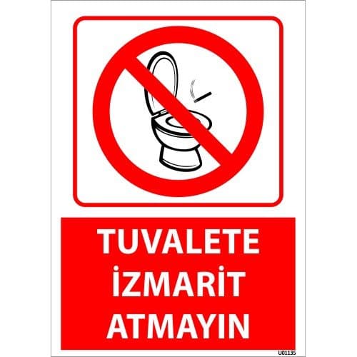 Tuvalete İzmarit Atmayın Levhası 25x35 cm