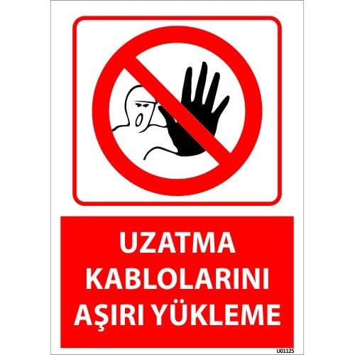 Uzatma Kablolarını Aşırı Yükleme Levhası 25x35 cm