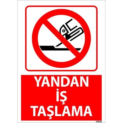 Yandan İş Taşlama Uyarı Levhası 25x35 cm
