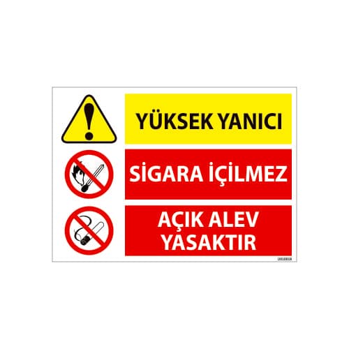 Yanıcı Madde Sigara İçilmez Açık Alev Yasaktır Uyarı Levhası 25x35 cm