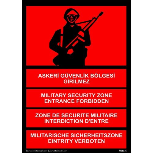 Askeri Güvenlik Bölgesi Girilmez Uyarı Levhası 25x35 cm