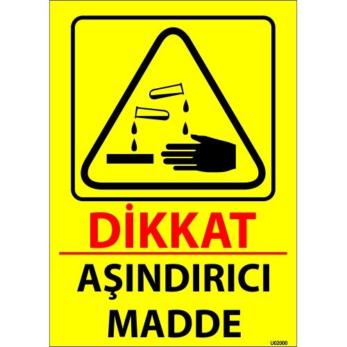 Dikkat Aşındırıcı Madde Levhası 25x35 cm