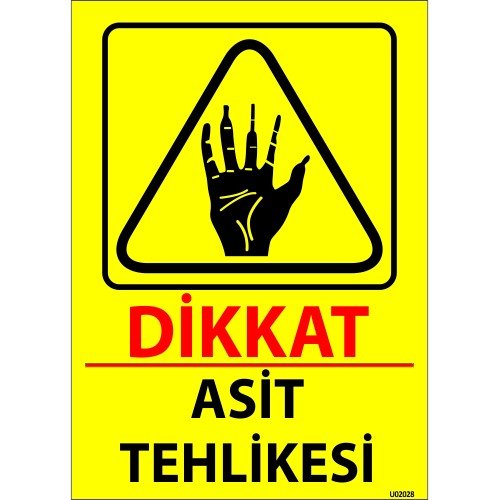 Dikkat Asit Tehlikesi Levhası 25x35 cm