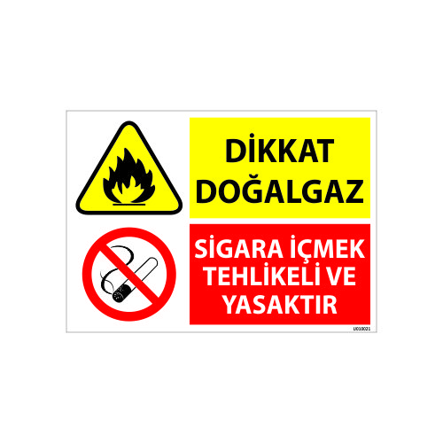 Dikkat Doğalgaz Sigara İçmek Tehlikeli Ve Yasaktır Uyarı Levhası 25x35 cm