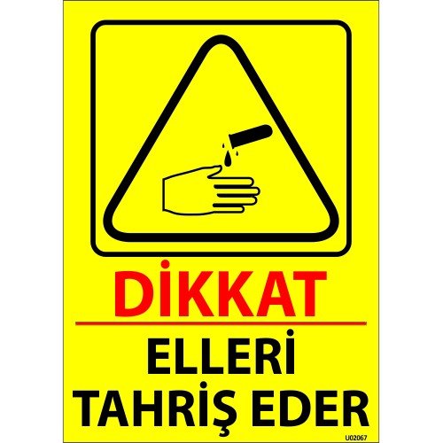 Dikkat Elleri Tahriş Eder Levhası 25x35 cm