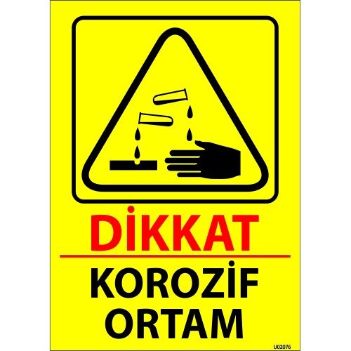 Dikkat Korozif Ortam Levhası 25x35 cm