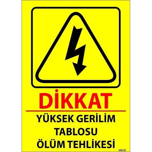 Dikkat Yüksek Gerilim Tablosu Ölüm Tehlikesi Levhası 25x35 cm