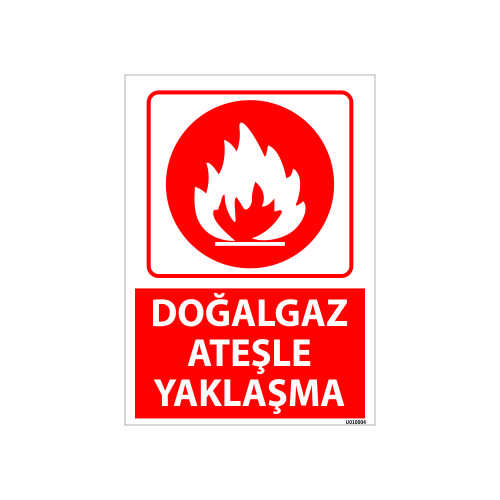 Doğalgaz Ateşle Yaklaşma Uyarı Levhası 25x35 cm