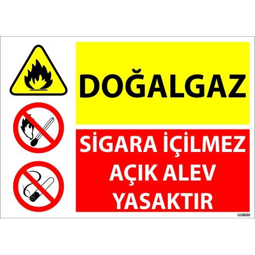 Doğalgaz Sigara İçilmez Açık Alev Yasaktır  Levhası 25x35 cm