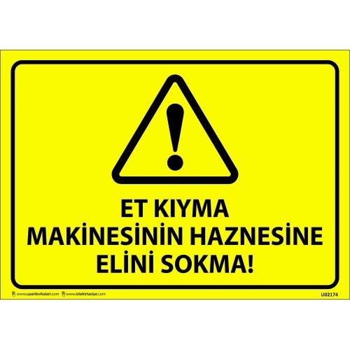 Et Kıyma Makinesinin Haznesine Elini Sokma Levhası 25x35 cm