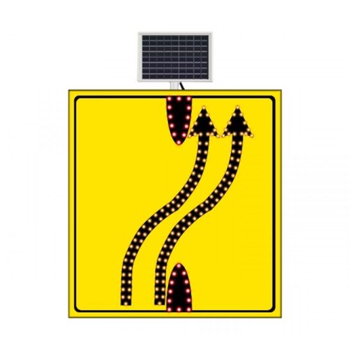 Güneş Enerjili (Solar) Ledli Şerit Aktarımı Çiftli Sol Yoldan Sağ Yola Sarı Zemin 110x120 cm