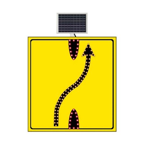 Güneş Enerjili (Solar) Ledli Şerit Aktarımı Sol Yoldan Sağ Yola Sarı Zemin 110x120