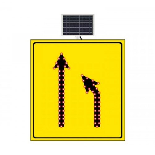Güneş Enerjili (Solar) Ledli Daralan Yol Sağ Yoldan Sol Yola Sarı Zemin 110x120 cm
