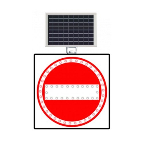Güneş Enerjili (Solar) Ledli Girilmez Levhası 60x60 mm