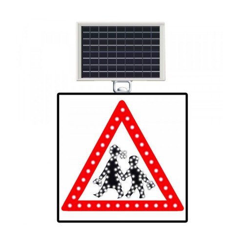 Güneş Enerjili (Solar) Ledli Okul Geçidi Levhası 60x60 cm