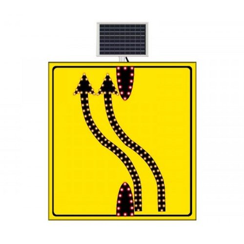 Güneş Enerjili (Solar) Ledli Şerit Aktarımı Çiftli Sağ Yoldan Sol Yola Sarı Zemin 110x120 cm