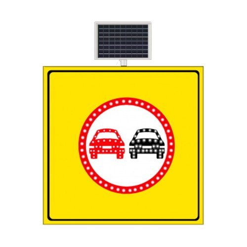 Güneş Enerjili (Solar) Ledli Sollama Yasak Sarı Zemin Levhası 100x100 cm