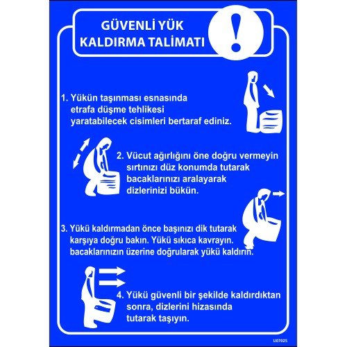 Güvenli Yük Talimatı Levhası 25x35 cm
