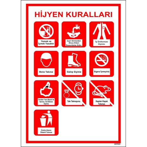 Hijyen Kuralları Levhası 25x35 cm