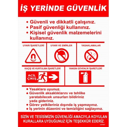 İş Yerinde Güvenlik Levhası 25x35 cm