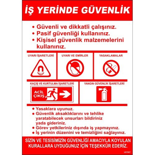 İş Yerinde Güvenlik Levhası 25x35 cm
