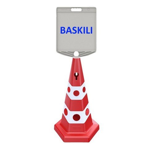 Kedi Gözlü Reklam Konisi 650 MM + Dikdörtgen Tabela + Baskılı