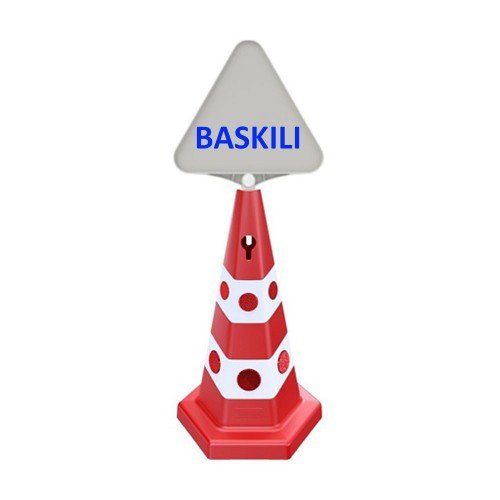 Kedi Gözlü Reklam Konisi 650 MM + Üçgen Tabela + Baskılı