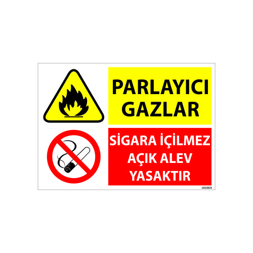 Parlayıcı Gazlar Sigara İçilmez Açık Alev Yasaktır Uyarı Levhası 25x35 cm