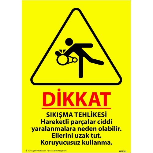 Sıkışma Tehlikesi Hareketli Parçalar Ciddi Yaralanmalara Neden Olabilir. Ellerini Uzak Tut. Koruyucusuz Kullanma. Levhası 25x35 cm